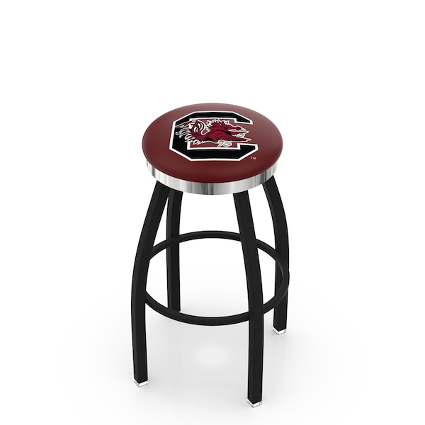 Holland Bar Stool Co 25" Blk Wrinkle South Carolina Swivel Bar Stool, Chrome Ring - L8B2C25SOUCAR