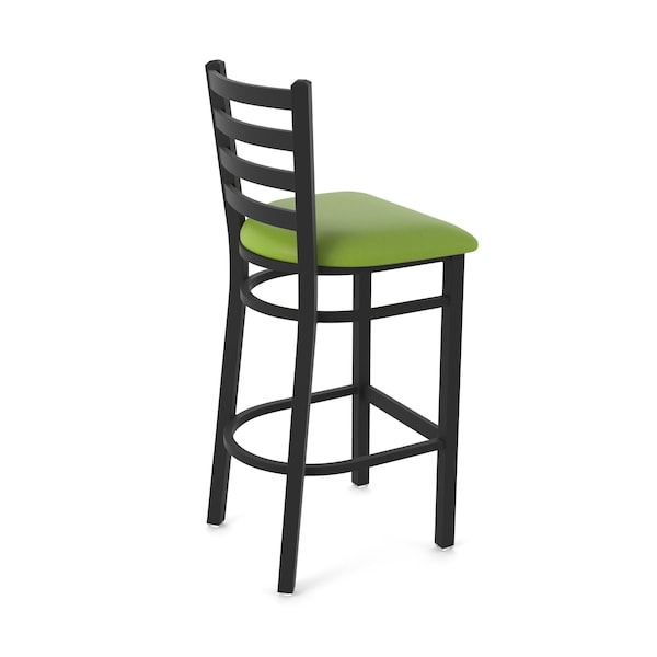 Holland Bar Stool Co 30" Stationary Bar Stool, Black Wrinkle, Canter Kiwi Green Seat - 40030BW009