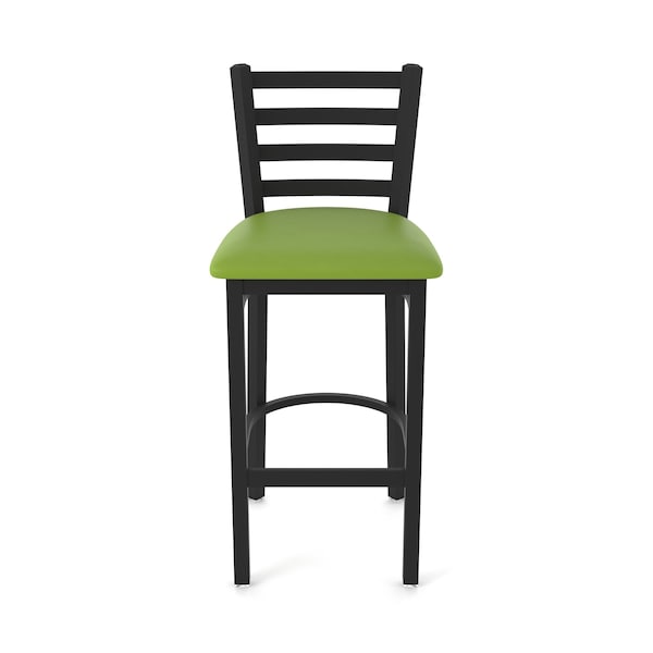 Holland Bar Stool Co 30" Stationary Bar Stool, Black Wrinkle, Canter Kiwi Green Seat - 40030BW009