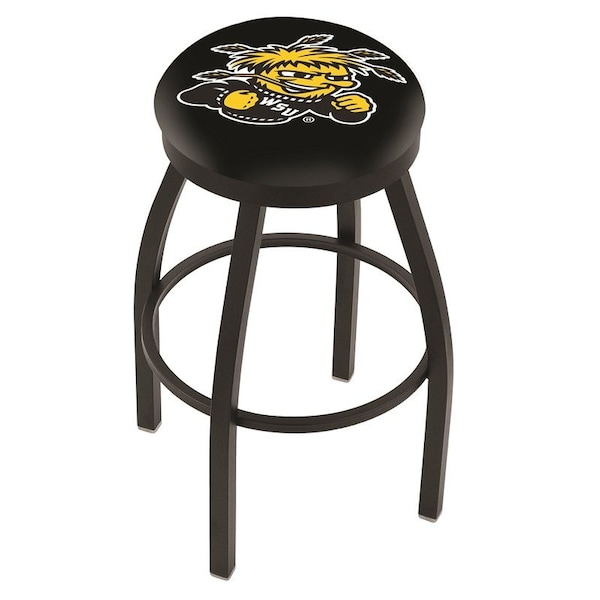 Holland Bar Stool Co 25" Blk Wrinkle Wichita State Swivel Bar Stool, Accent Ring - L8B2B25WICHST