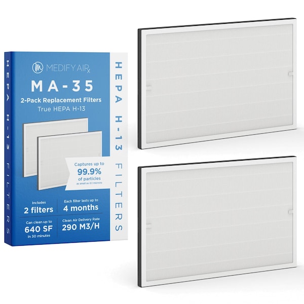 Medify Air Medify MA35 Replacement Filter H13 True HEPA 999 Particle Removal White 2Pack 2PK - MA-35R-W2