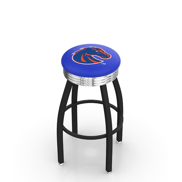 Holland Bar Stool Co 25" Blk Wrinkle Boise State Swivel Bar Stool, Chrome Ring - L8B3C25BOISES