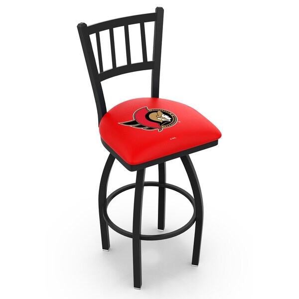 Holland Bar Stool Co 25" Blk Wrinkle Ottawa Senators Swivel Bar Stool, Jailhouse Back - L01825OTTSEN