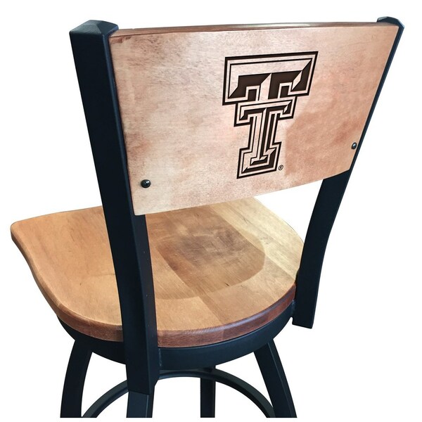 Holland Bar Stool Co 25" Blk Wrinkle Texas Tech Swivel Bar Stool, Laser Engraved Back - L03825BWMEDMPLATXTECHMEDMPL