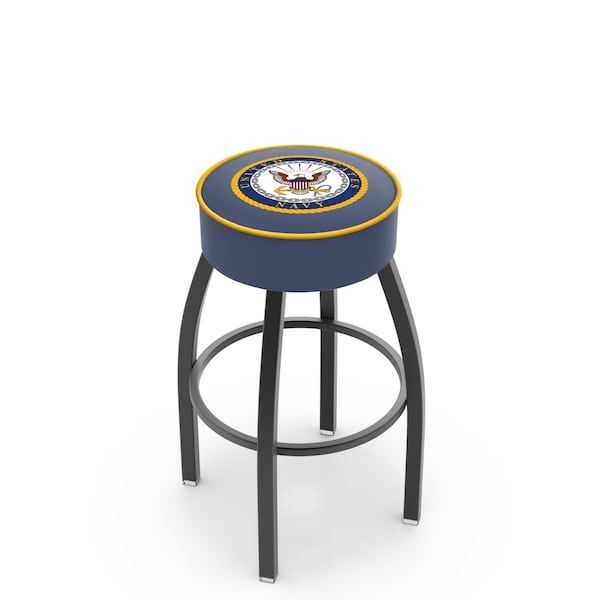 Holland Bar Stool Co 30" 4" U.S. Navy Cushion Seat, Blk Wrinkle Base Swivel Bar Stool - L8B130NAVY