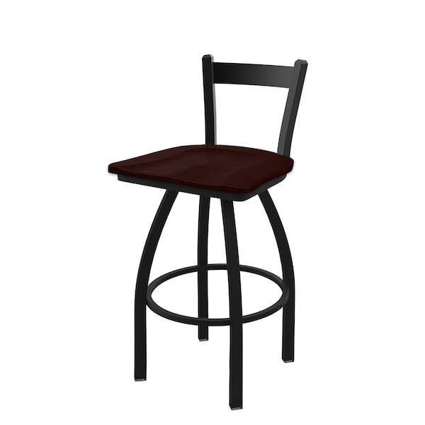 Holland Bar Stool Co 30" Low Back Swivel Bar Stool, Black Wrinkle, Dark Cherry Oak Seat - 82130BWDCOAK