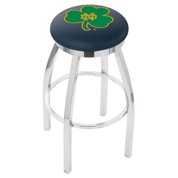 Holland Bar Stool Co 25" Chrome Notre Dame Shamrock Swivel Bar Stool, Accent Ring - L8C2C25ND-SHM