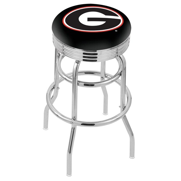 Holland Bar Stool Co 30" Chrome 2-Ring Georgia "G" Swivel Bar Stool, Accent Ring - L7C3C30GA-G