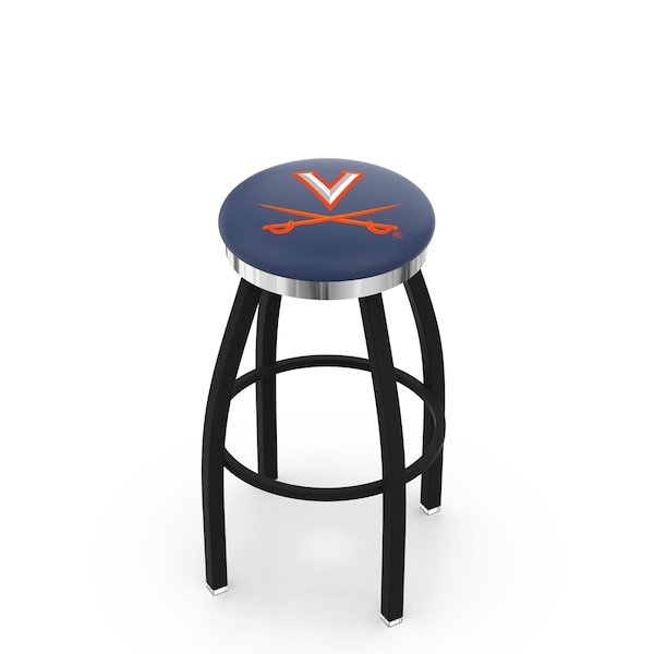Holland Bar Stool Co 25" Blk Wrinkle Virginia Swivel Bar Stool, Chrome Ring - L8B2C25VRGNIA