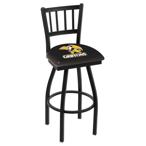 Holland Bar Stool Co 30" Blk Wrinkle Missouri Western State Swivel Bar Stool, Jailhouse Back - L01830MOWST