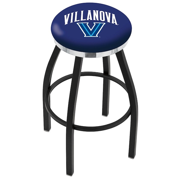 Holland Bar Stool Co 30" Blk Wrinkle Villanova Swivel Bar Stool, Chrome Ring - L8B2C30VILNVA