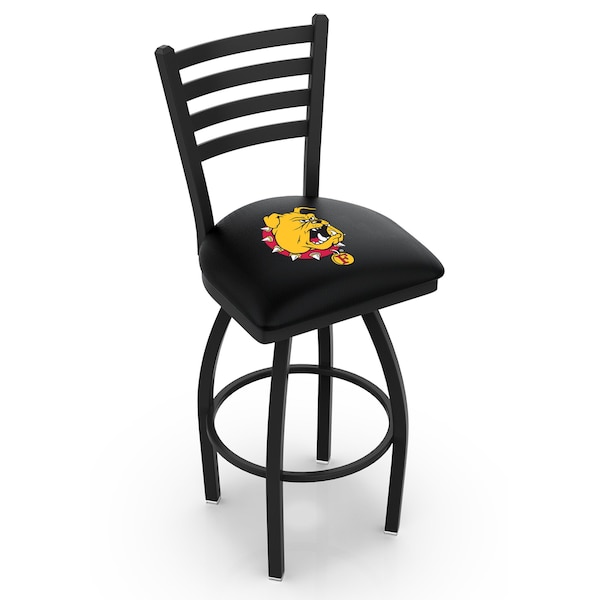 Holland Bar Stool Co 30" Blk Wrinkle Ferris State Swivel Bar Stool, Ladder Back - L01430FERRST