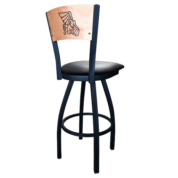 Holland Bar Stool Co 30" Blk Wrinkle Missouri Western State Swivel Bar Stool, Engraved Back - L03830BWMEDMPLAMOWSTBLKVINYL