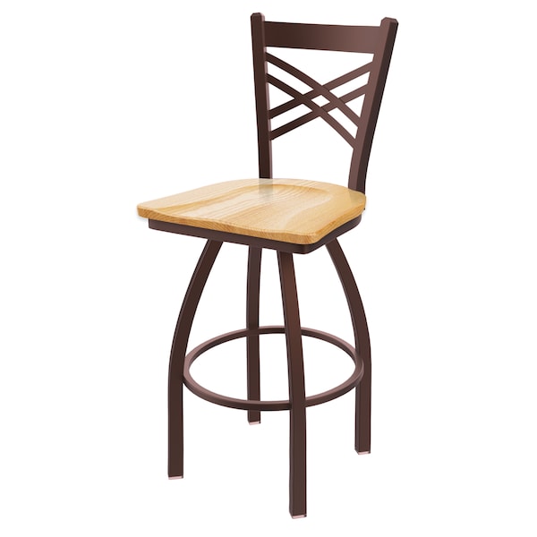 Holland Bar Stool Co 30" Swivel Bar Stool, Bronze Finish, Nat Oak Seat - 82030BZNATOAK