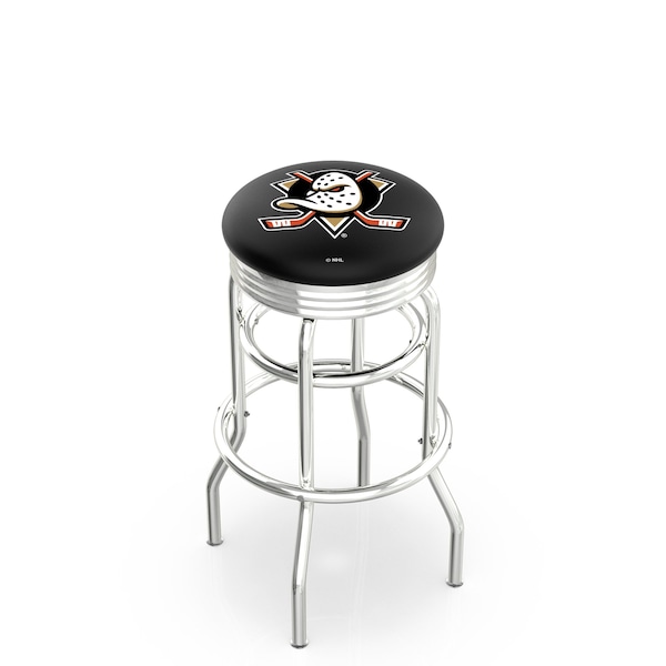 Holland Bar Stool Co 30" Chrome 2-Ring Anaheim Ducks Swivel Bar Stool, Accent Ring - L7C3C30ANADKS