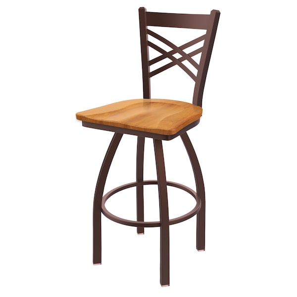 Holland Bar Stool Co 30" Swivel Bar Stool, Bronze Finish, Med Maple Seat - 82030BZMEDMPL