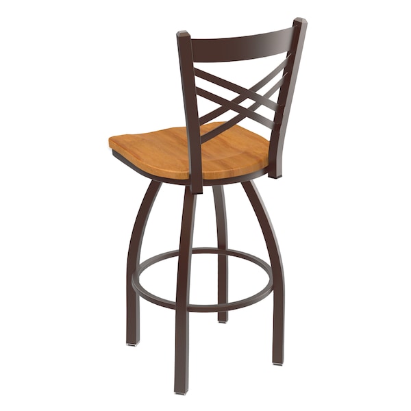 Holland Bar Stool Co 30" Swivel Bar Stool, Bronze Finish, Med Maple Seat - 82030BZMEDMPL