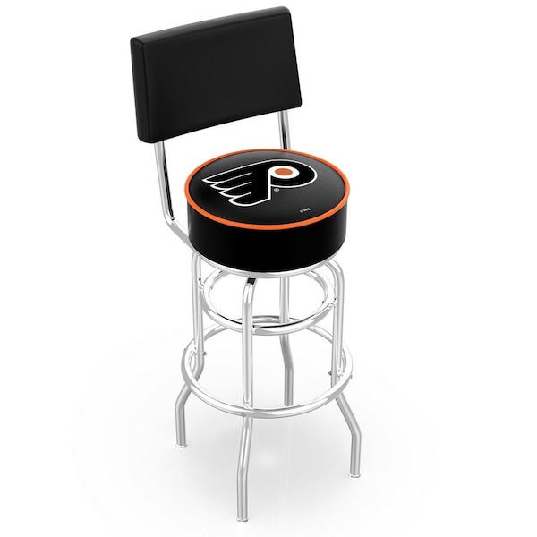Holland Bar Stool Co 30" Chrome 2-Ring Philadelphia Flyers Swivel Bar Stool, Back - L7C430PHIFLY-B