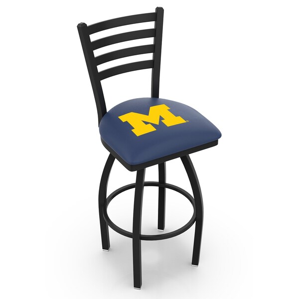 Holland Bar Stool Co 30" Blk Wrinkle Michigan Swivel Bar Stool, Ladder Back - L01430MICHUN
