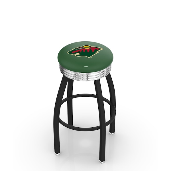 Holland Bar Stool Co 30" Blk Wrinkle Minnesota Wild Swivel Bar Stool, Chrome Ring - L8B3C30MINWLD