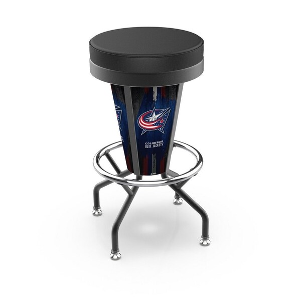 Holland Bar Stool Co Lighted Columbus Blue Jackets 30" Swivel Bar Stool - L500030COLBLUBLKVINYL