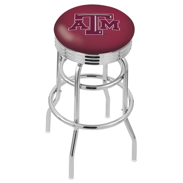 Holland Bar Stool Co 30" Chrome 2-Ring Texas A&M Swivel Bar Stool, Accent Ring - L7C3C30TEXA-M