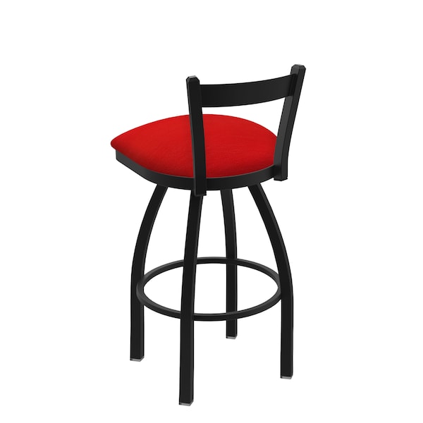 Holland Bar Stool Co 30" Low Back Swivel Bar Stool, Black Wrinkle, Canter Red Seat - 82130BW011