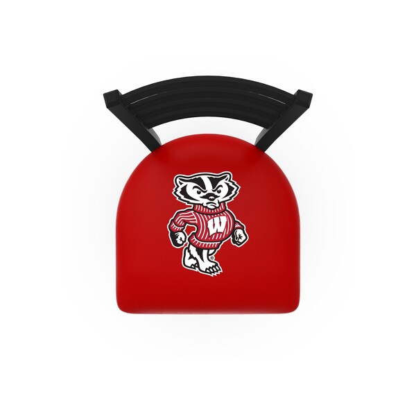 Holland Bar Stool Co 25" Blk Wrinkle Wisconsin "Badger" Swivel Bar Stool, Ladder Back - L01425WI-BDG