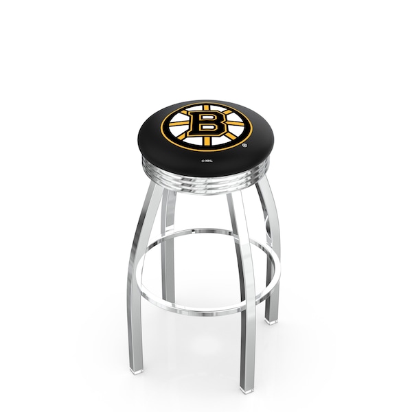 Holland Bar Stool Co 30" Chrome Boston Bruins Swivel Bar Stool, Accent Ring - L8C3C30BOSBRU