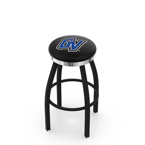 Holland Bar Stool Co 25" Blk Wrinkle Grand Valley State Swivel Bar Stool, Chrome Ring - L8B2C25GVSTUN