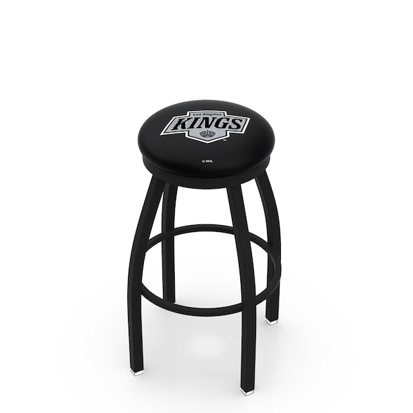 Holland Bar Stool Co 25" Blk Wrinkle Los Angeles Kings Swivel Bar Stool, Accent Ring - L8B2B25LAKING