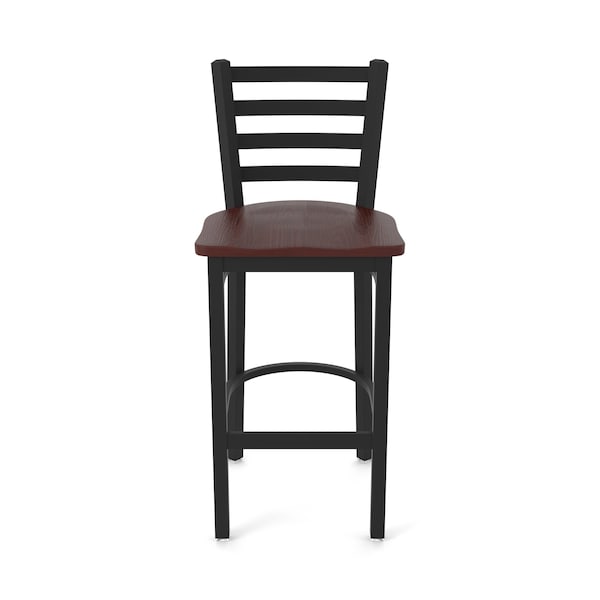 Holland Bar Stool Co 30" Stationary Bar Stool, Black Wrinkle, Dark Cherry Oak Seat - 40030BWDCOAK