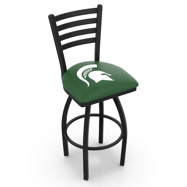 Holland Bar Stool Co 30" Blk Wrinkle Michigan State Swivel Bar Stool, Ladder Back - L01430MICHST