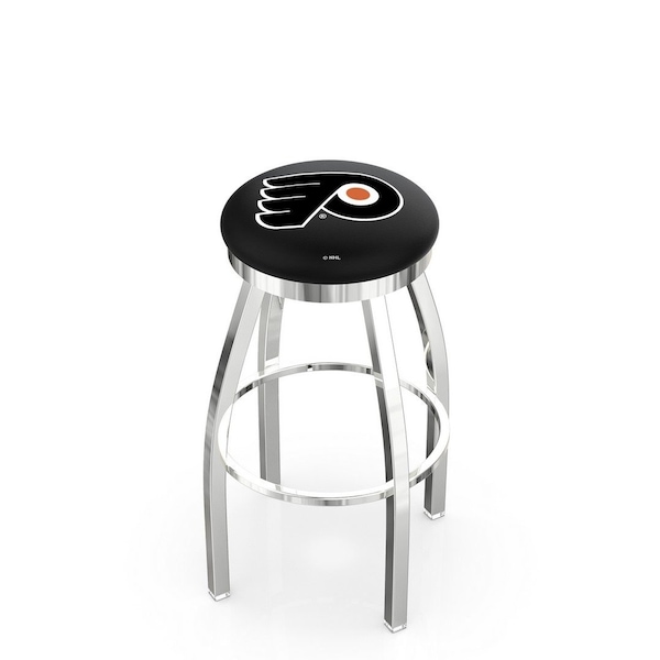 Holland Bar Stool Co 25" Chrome Philadelphia Flyers Swivel Bar Stool, Accent Ring - L8C2C25PHIFLY-B