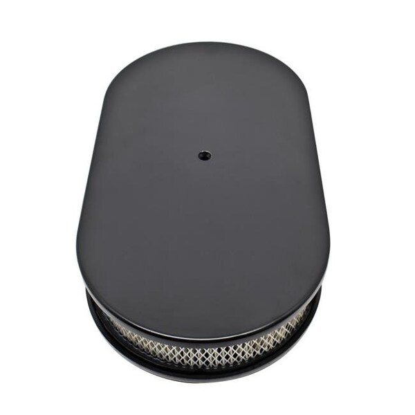 Cfr Performance CFR HZ-6021-PBK 15 in. Aluminum Oval Air Cleaner Paper Filter Smooth - Black - HZ-6021-PBK