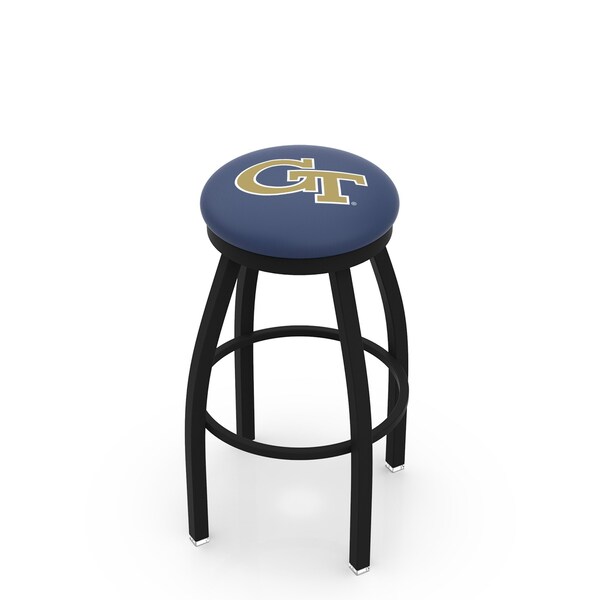 Holland Bar Stool Co 25" Blk Wrinkle Georgia Tech Swivel Bar Stool, Accent Ring - L8B2B25GATECH