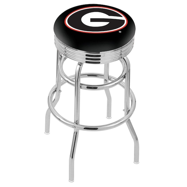 Holland Bar Stool Co 25" Chrome 2-Ring Georgia "G" Swivel Bar Stool, Accent Ring - L7C3C25GA-G
