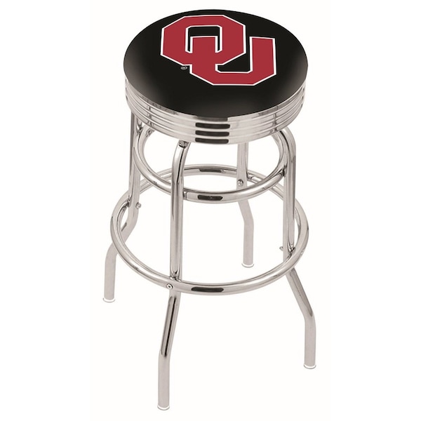 Holland Bar Stool Co 25" Chrome 2-Ring Oklahoma Swivel Bar Stool, Accent Ring - L7C3C25OKLHMA