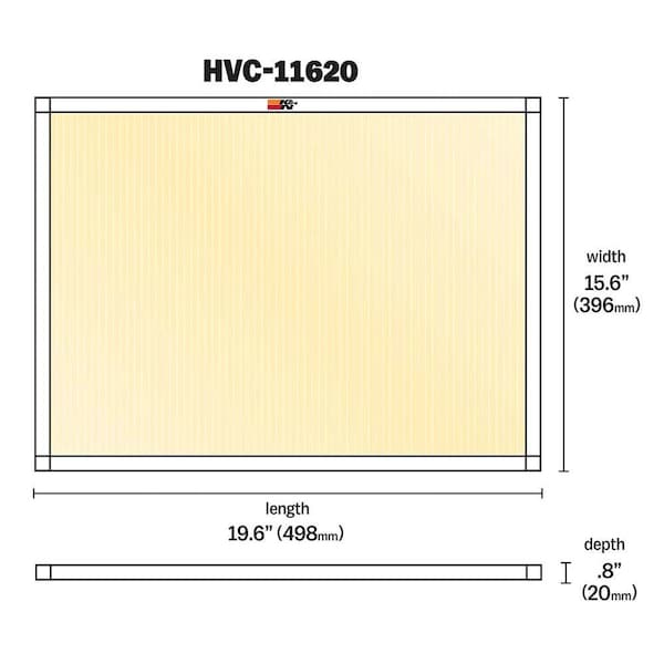 K&N Filter Air Filter For HVAC System; Washable; NonWoven Synthetic; 20 In Length x 16 In Width x 1 In Height - HVC-11620