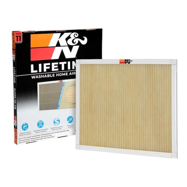 K&N Filter Air Filter For HVAC System; Washable; NonWoven Synthetic; 20 In Length x 20 In Width x 1 In Height - HVC-12020