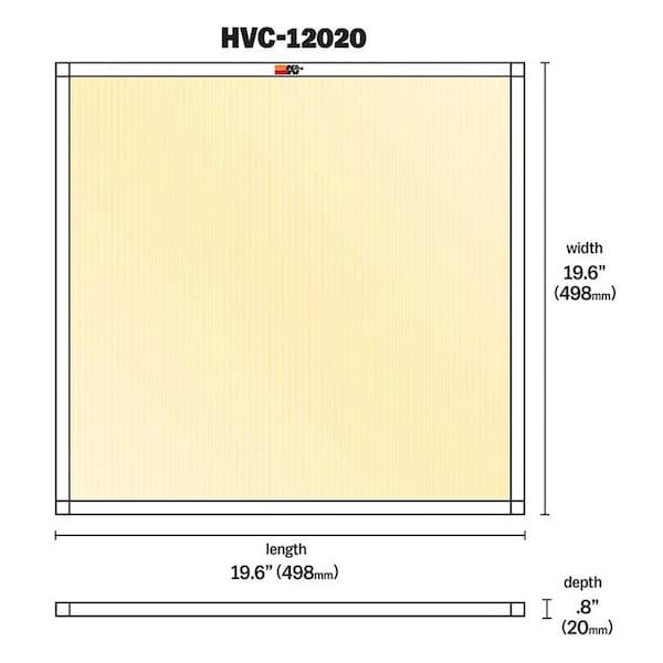 K&N Filter Air Filter For HVAC System; Washable; NonWoven Synthetic; 20 In Length x 20 In Width x 1 In Height - HVC-12020