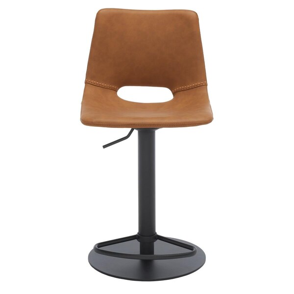 Safavieh 18.5 x 17 x 34-44 in. Freya Gas Lift Bar Stool Cognac & Black - BST3014B