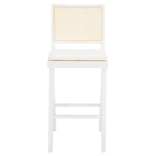 Safavieh 18.1 x 23.1 x 44.4 in. Colette Rattan Barstool White & Natural - SFV4134C