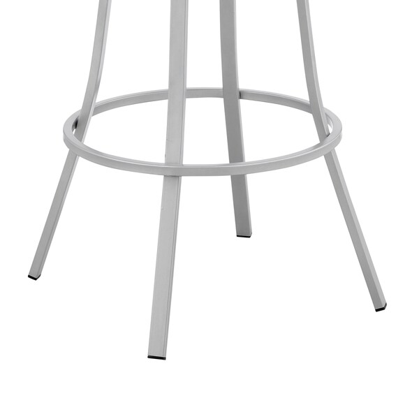 Armen Living Valerie 30" Swivel Slate Gray Faux Leather and Silver Metal Bar Stool - LCVLBASLGR30