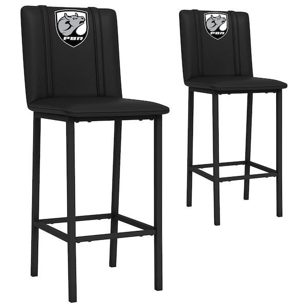 Dreamseat Bar Stool 500 with Professional Bull Riders Bull Head Shield Logo, 2PK - XZ500BSDBLK-PSPBR0005A