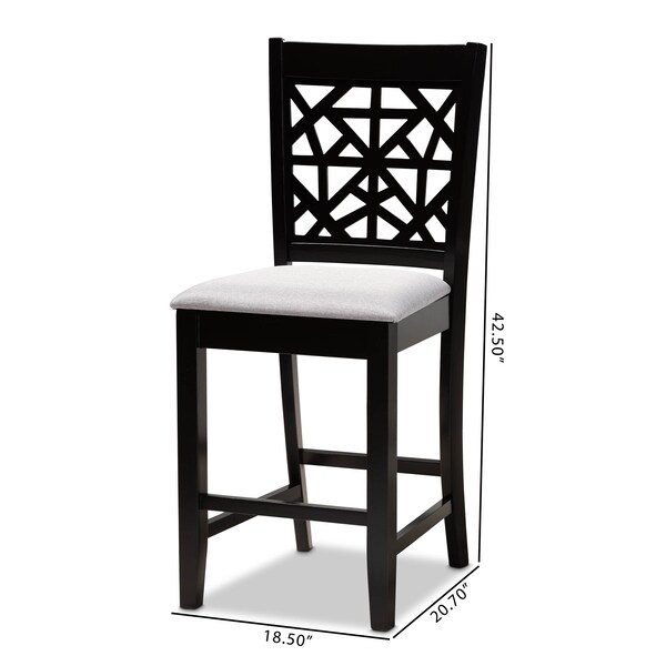 Baxton Studio Devon Grey Upholstered and Espresso Wood 2-Piece Pub Chair Set - 166-10765