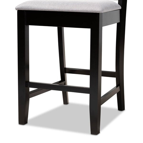 Baxton Studio Devon Grey Upholstered and Espresso Wood 2-Piece Pub Chair Set - 166-10765