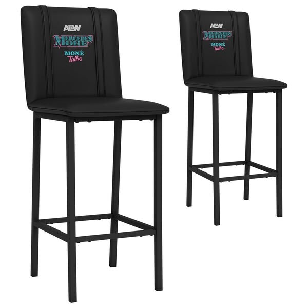 Dreamseat Bar Stool 500 with AEW Mercedes Mone Logo, 2PK - XZ500BSDBLK-PSAEW0009A