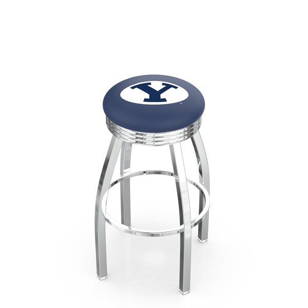 Holland Bar Stool Co 30" Chrome Brigham Young Swivel Bar Stool, Accent Ring - L8C3C30BRIGYN