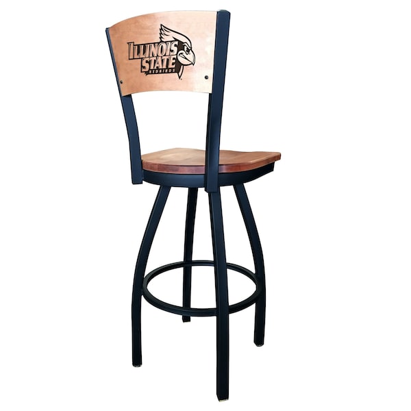 Holland Bar Stool Co 30" Blk Wrinkle Illinois State Swivel Bar Stool, Laser Engraved Back - L03830BWMEDMPLAILLSTUMEDMPL